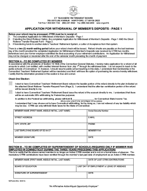 Application for Withdrawal of Member's Deposits