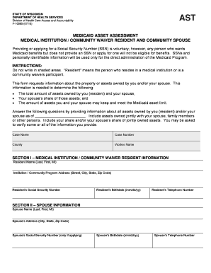 Wisconsin Medicaid Asset Assessment Form