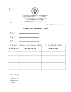 Course Add/Change/Drop Form - Georgia Christian University