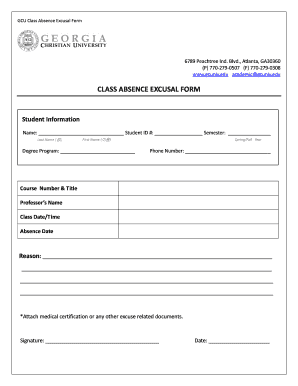 GCU Class Absence Excusal Form