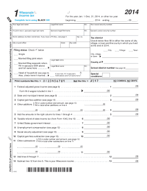 Wisconsin 2014 Income Tax Form