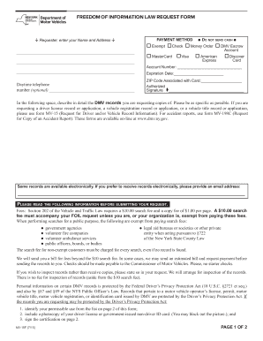 New York DMV Freedom of Information Law Request Form