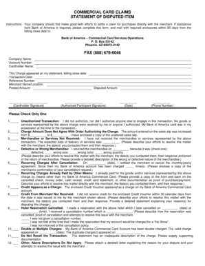 Commercial Card Dispute Form