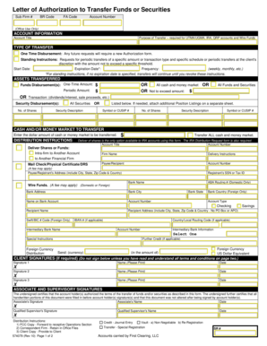 Letter of Authorization to Transfer Funds or Securities