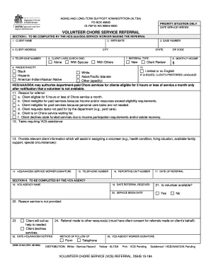 Volunteer Chore Service Referral Form