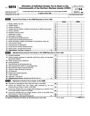 Form 5074 Allocation of Individual Income Tax to Guam or CNMI