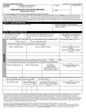 Farm Operating Plan for Individual