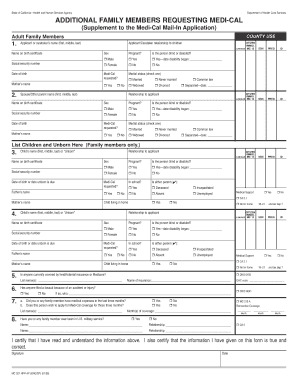 California Medi-Cal Additional Family Members Request Form