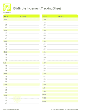 15 Minute Increment Tracking Sheet