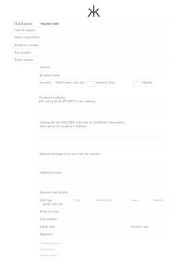 Hakkasan Voucher Order Form
