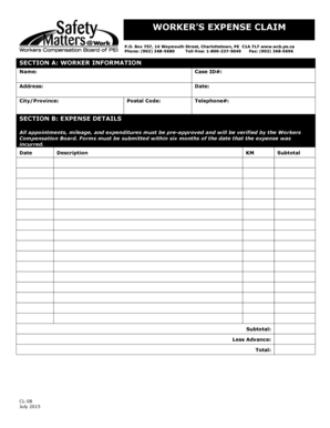 Worker's Expense Claim Form