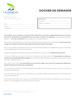 Dossier de demande Fonds de Solidarité pour le Logement