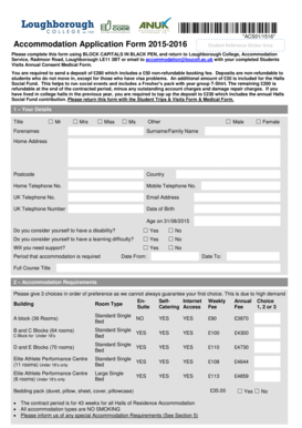 Accommodation Application Form 2015-2016