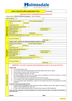 Junior Cash ISA (JISA) Application Form - theholmesdale co