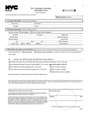 Demolition Submittal Certification Form