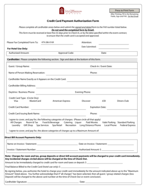 Credit Card Payment Authorization Form