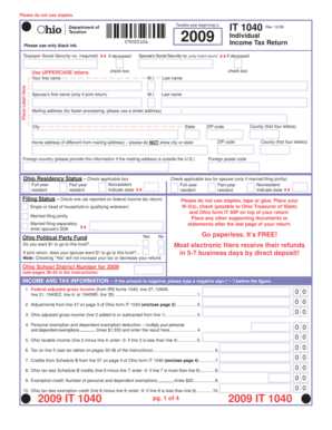 Ohio IT 1040 Individual Income Tax Return