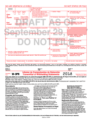 Formulario W-3PR Transmittal of Withholding Statements