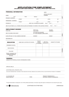 Application for Employment