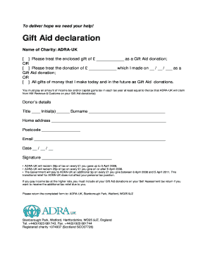 Gift Aid Declaration Form