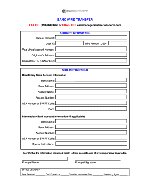 Bank Wire Transfer Request Form