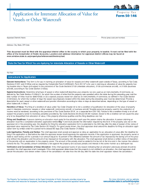 Texas Vessel Property Tax Allocation Application