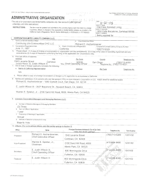 California Administrative Organization Form
