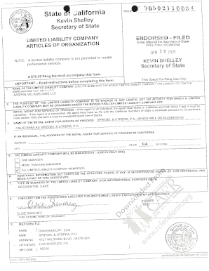 California LLC Articles of Organization