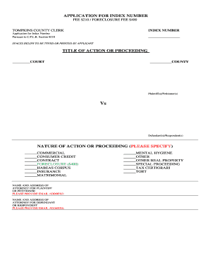 Application for Index Number