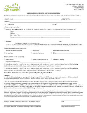 Medical Record Release Authorization Form