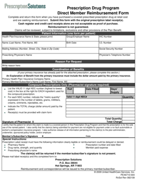 Prescription Drug Reimbursement Form