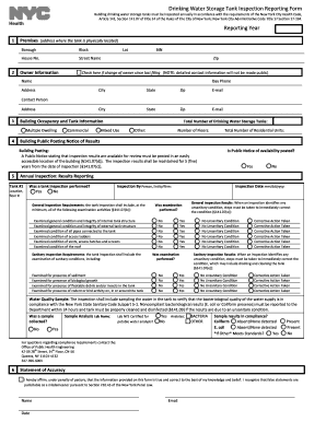 Drinking Water Storage Tank Inspection Reporting Form