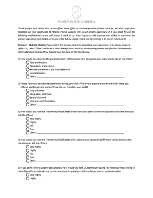Patient Feedback Survey Form