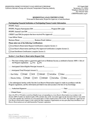 California Residential Energy Efficiency Loan Certification