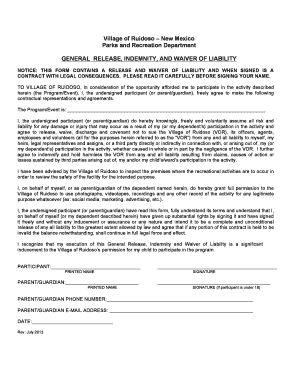 General release of information form pdf - General Release & Waiver form template 7-2013 VOR PRD - ruidoso-nm