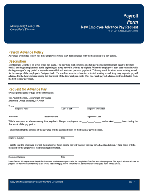 Montgomery County New Employee Advance Pay Request
