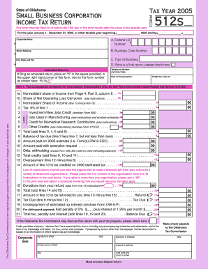 Oklahoma Small Business Corporate Income Tax Form 512-S