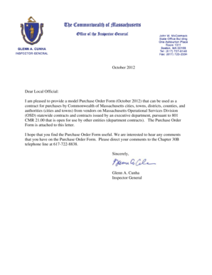 Massachusetts Purchase Order Form