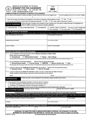 Missouri Tax Clearance Request Form