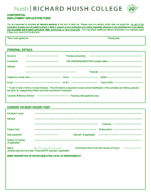 Confidential Employment Application Form