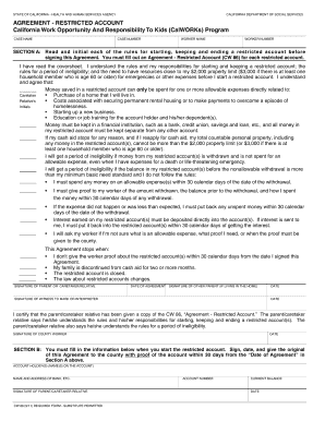 California Restricted Account Agreement