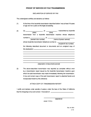 Proof of Service by Fax Transmission