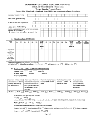 West Bengal Student Progress Report Form Q