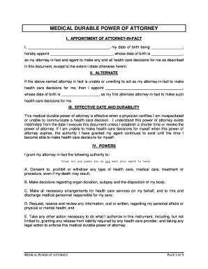 Medical Durable Power of Attorney