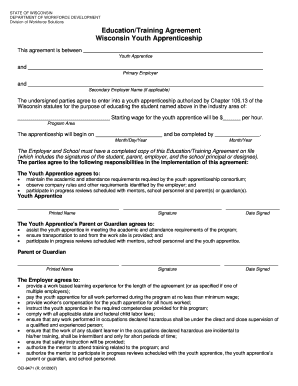Wisconsin Youth Apprenticeship Education Training Agreement
