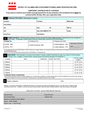 District of Columbia Employee Benefits Enrollment Form