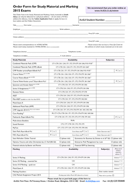 ActEd Study Material Order Form