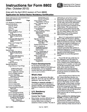 Form 8802 Application for United States Residency Certification