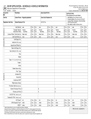 Wisconsin IRP Vehicle Application Form