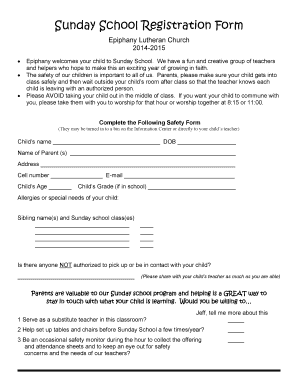 Sunday School Registration Form - Epiphany...